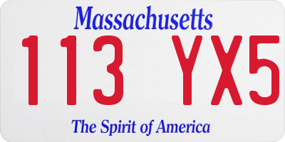 MA license plate 113YX5