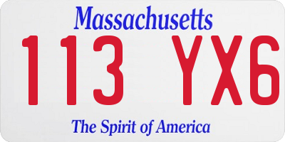 MA license plate 113YX6