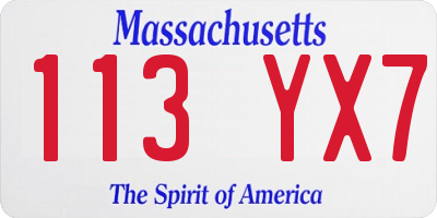 MA license plate 113YX7
