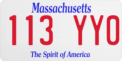 MA license plate 113YY0