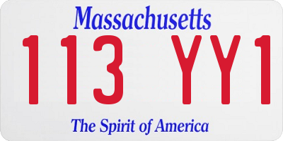 MA license plate 113YY1