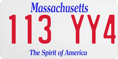 MA license plate 113YY4