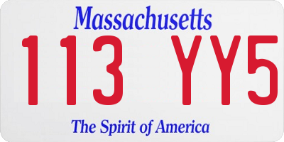 MA license plate 113YY5