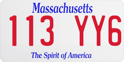 MA license plate 113YY6