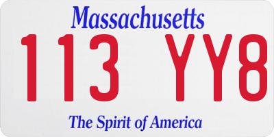 MA license plate 113YY8