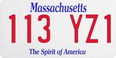 MA license plate 113YZ1
