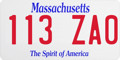 MA license plate 113ZA0
