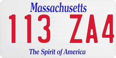 MA license plate 113ZA4