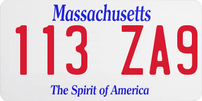 MA license plate 113ZA9