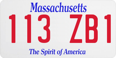 MA license plate 113ZB1