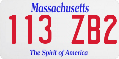 MA license plate 113ZB2