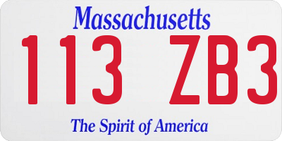 MA license plate 113ZB3