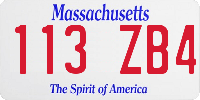 MA license plate 113ZB4