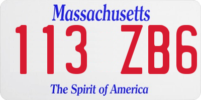 MA license plate 113ZB6