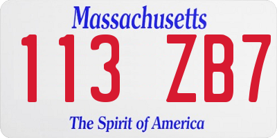 MA license plate 113ZB7