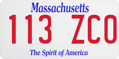 MA license plate 113ZC0