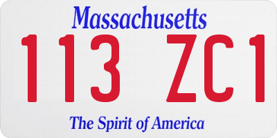 MA license plate 113ZC1