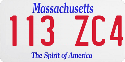 MA license plate 113ZC4