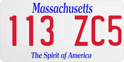 MA license plate 113ZC5
