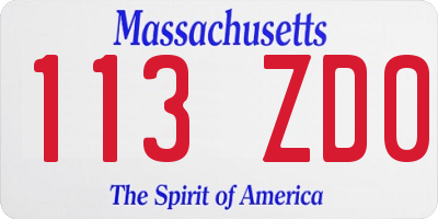 MA license plate 113ZD0