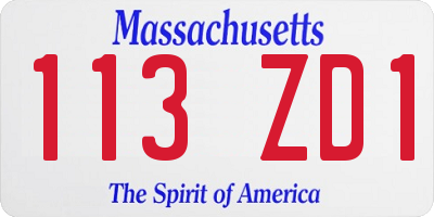 MA license plate 113ZD1