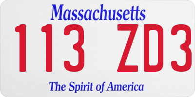 MA license plate 113ZD3
