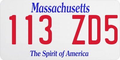 MA license plate 113ZD5