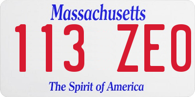 MA license plate 113ZE0