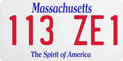 MA license plate 113ZE1