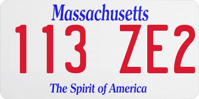 MA license plate 113ZE2