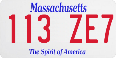 MA license plate 113ZE7