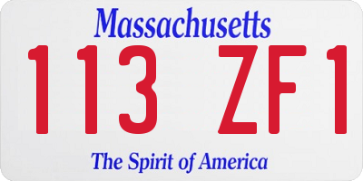 MA license plate 113ZF1