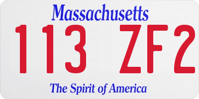 MA license plate 113ZF2