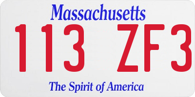 MA license plate 113ZF3