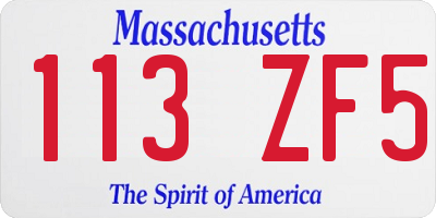 MA license plate 113ZF5