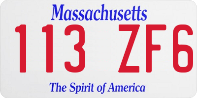 MA license plate 113ZF6