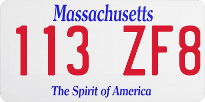 MA license plate 113ZF8