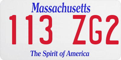 MA license plate 113ZG2