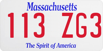MA license plate 113ZG3