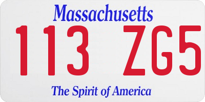 MA license plate 113ZG5