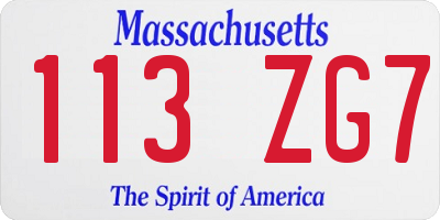 MA license plate 113ZG7