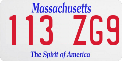 MA license plate 113ZG9
