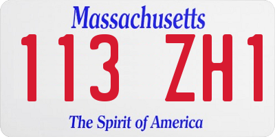 MA license plate 113ZH1