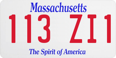 MA license plate 113ZI1