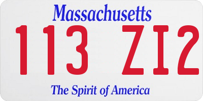 MA license plate 113ZI2