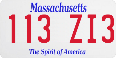 MA license plate 113ZI3