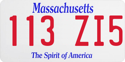 MA license plate 113ZI5
