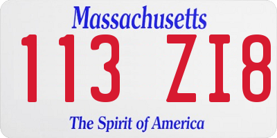 MA license plate 113ZI8