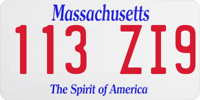 MA license plate 113ZI9