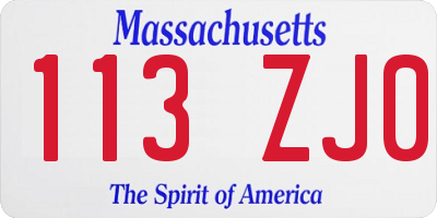 MA license plate 113ZJ0